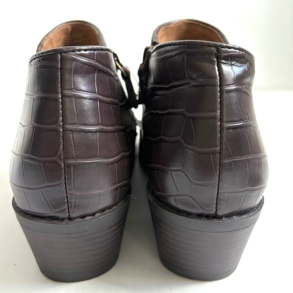 NWOT Vionic Marissa Suede Leather Side Zip Croco Embossed Chocolate Brown 8.5 - Picture 7 of 17